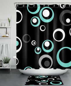 Teal Blue Geometric Pattern Shower Curtain for Stylish Bathrooms