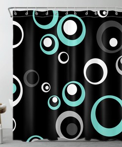 Teal Blue Geometric Pattern Shower Curtain for Stylish Bathrooms