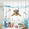 Teal Blue Sea Funny Dog Shower Curtain With Waterproof Fabric And Nautical Animal Prints For A Relaxing Bathroom Decor