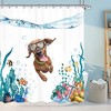 Teal Blue Sea Ocean Nautical Dog Shower Curtain - Cute And Fun Bathroom Decor