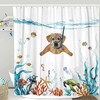 Teal Blue Sea Ocean Waterproof Fabric Dog Shower Curtain - Cute And Fun Bathroom Decor