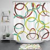 Teal Blue and Red Shower Curtain with Abstract Geometric Design