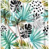 Teal Botanical Monstera Leaf Palm Tree Tropical Palm Leaf Shower Curtain for Bathroom Decor 