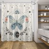 Teal Butterfly Shower Curtain - Boho Butterflies Floral Sun Moon Design For Modern Aesthetic Art