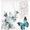 Teal Butterfly Shower Curtain With Floral Flower For A Colorful And Romantic Bathroom