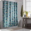 Teal Floral Shower Curtain - Wrinkle-Free Bathroom Decor