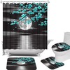 Teal Full Moon And Landscape Floral Shower Curtains With Nature And Flowers,