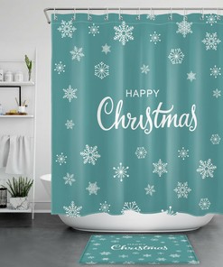 Teal Green Snowflake Shower Curtain For A Tranquil Winter Bathroom