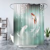 Teal Koi Fish Shower Curtain with Elegant Weeping Flower and Floating Leaves Design