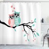 Teal Owl Couple Print Shower Curtain for Cute Bathrooms