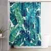 Teal Palm Banana Leaves Shower Curtain for a Tropical and Beachy Bathroom Theme