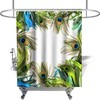 Teal Peacock Feather Print Shower Curtain Tropical Wildlife Bathroom Decor Waterproof