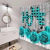 Teal Rustic Rose Shower Curtain for Country Chic Bathrooms