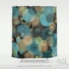 Teal Taupe Black Circles and Mandalas Shower Curtain for Bohemian Bath Decor