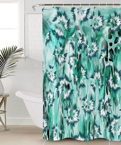 Teal White Ombre Modern Abstract Art Turquoise Geometric Shower Curtain 