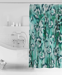 Teal White Ombre Modern Abstract Art Turquoise Geometric Shower Curtain