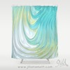Teal and Green Geometric Design Shower Curtain for Modern Homes