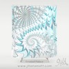 Teal and White Fabric Shower Curtain with Spiral Art Design and Geometric Pattern
