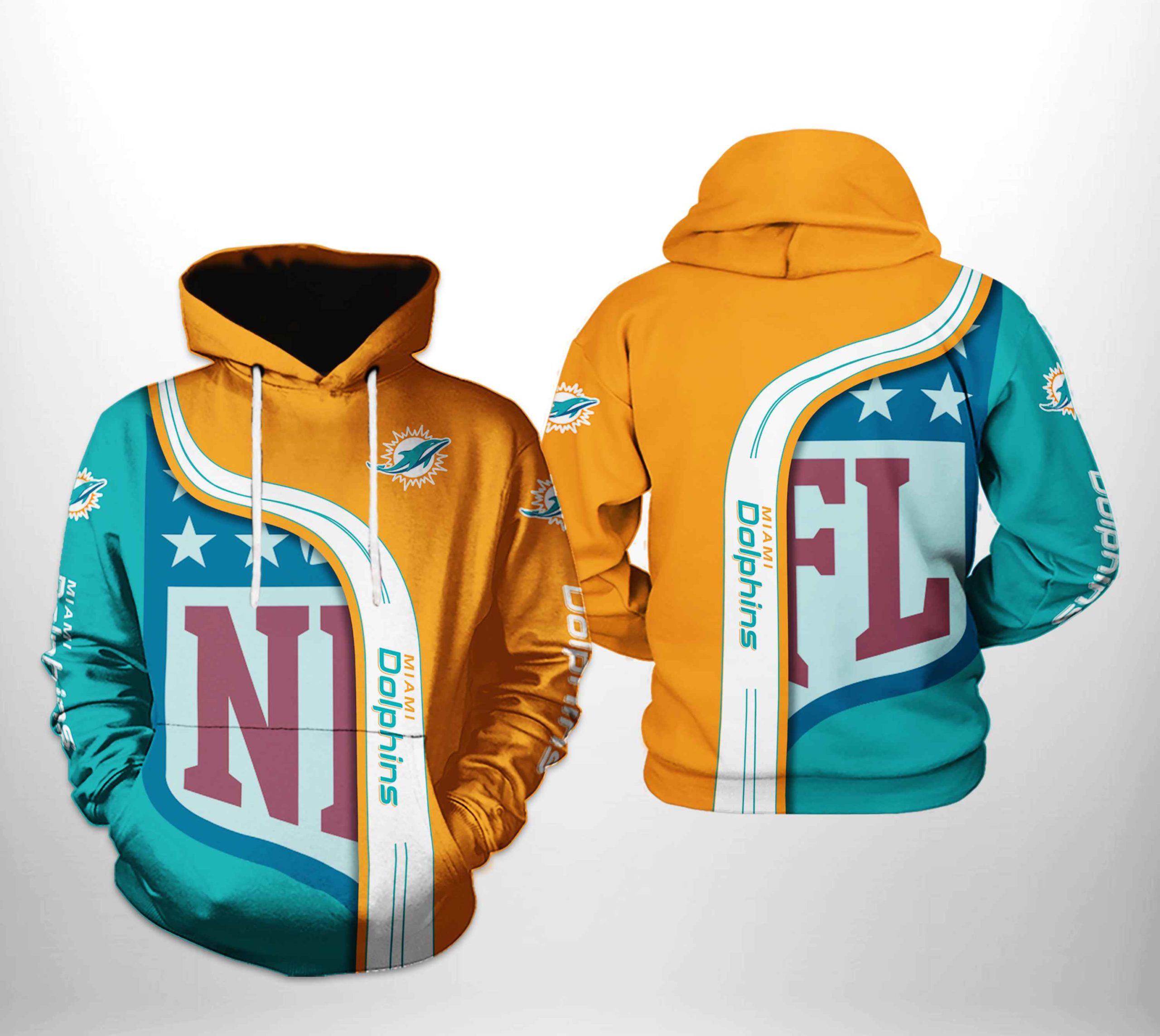 Team 3D Printed Miami Dolphins All Over Print Hoodie