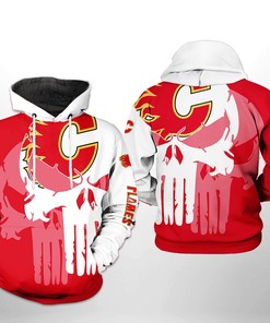 Team Skull 3D All Over Print Hoodie With Zip Up Option - Calgary Flames Nhl
