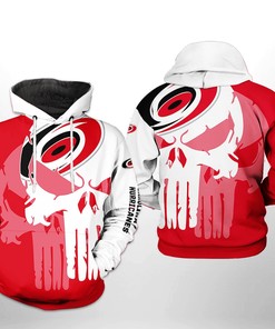 Team Skull All Over Print Hoodie - Carolina Hurricanes Nhl Zip-Up Option 