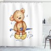 Teddy Bear Rain Umbrella Shower Curtain With Bear Print, Perfect For Rustic Bathroom Decor