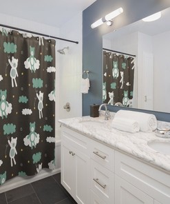 Teddy Bear Shower Curtain- Gender Neutral and Personalized Bathroom Accessory for Kid's Bathroom Decor