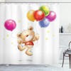 Teddy Bear With Balloon Print Colorful Shower Curtain For Kids' Bathroom Decor