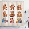 Teddy Bears With Different Faces Nostalgic Cartoon Shower Curtain - Cloth Fabric Bathroom Decors
