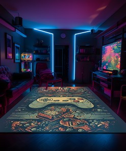 Teen Boys' Gaming Rugs with Game Controller Area Rugs for Game Room or Living Room, Shufflezone Gaming Carpet