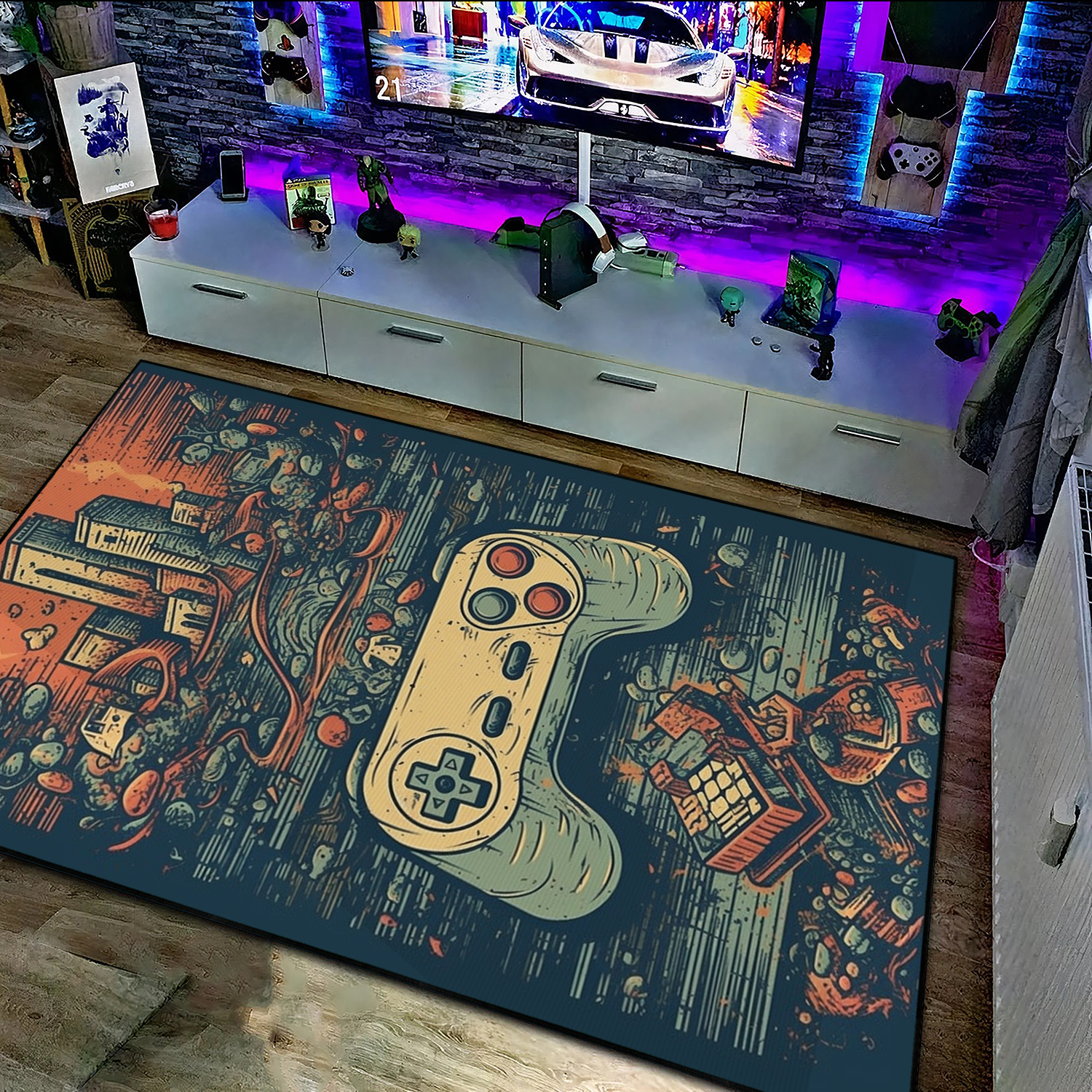 Teen Boys' Gaming Rugs with Game Controller Area Rugs for Game Room or Living Room, Shufflezone Gaming Carpet - Image 3