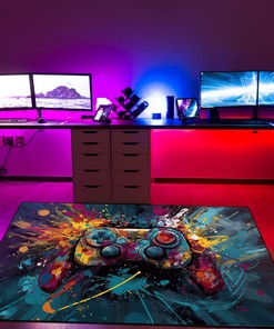 Teen Boys Shufflezone Game Rug - Personalized Gaming Carpet in Full Sizes - Vintage Style Game Room Decor M37