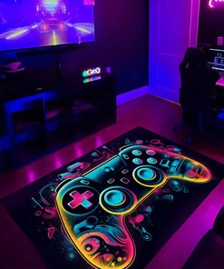 Teen Boys Shufflezone Large Game Rug - Customized Area Rug for Game Room or Living Room - Vintage Style Game Room Decor M26