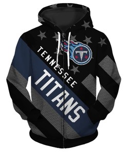 Tennessee Titans All Over Print Striped Banner Zipper Hoodie For Fans