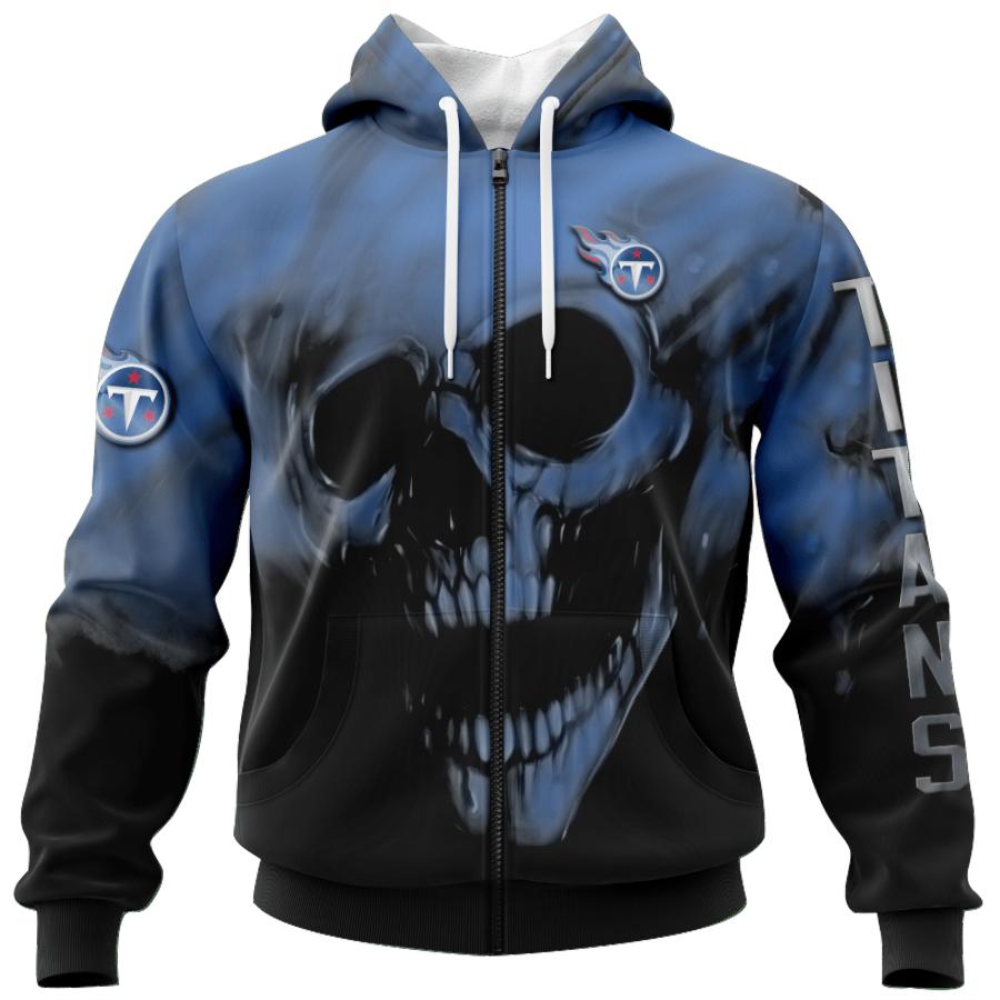 Tennessee Titans Custom Name & Number 3D Skull Hoodie For Diehard Fans