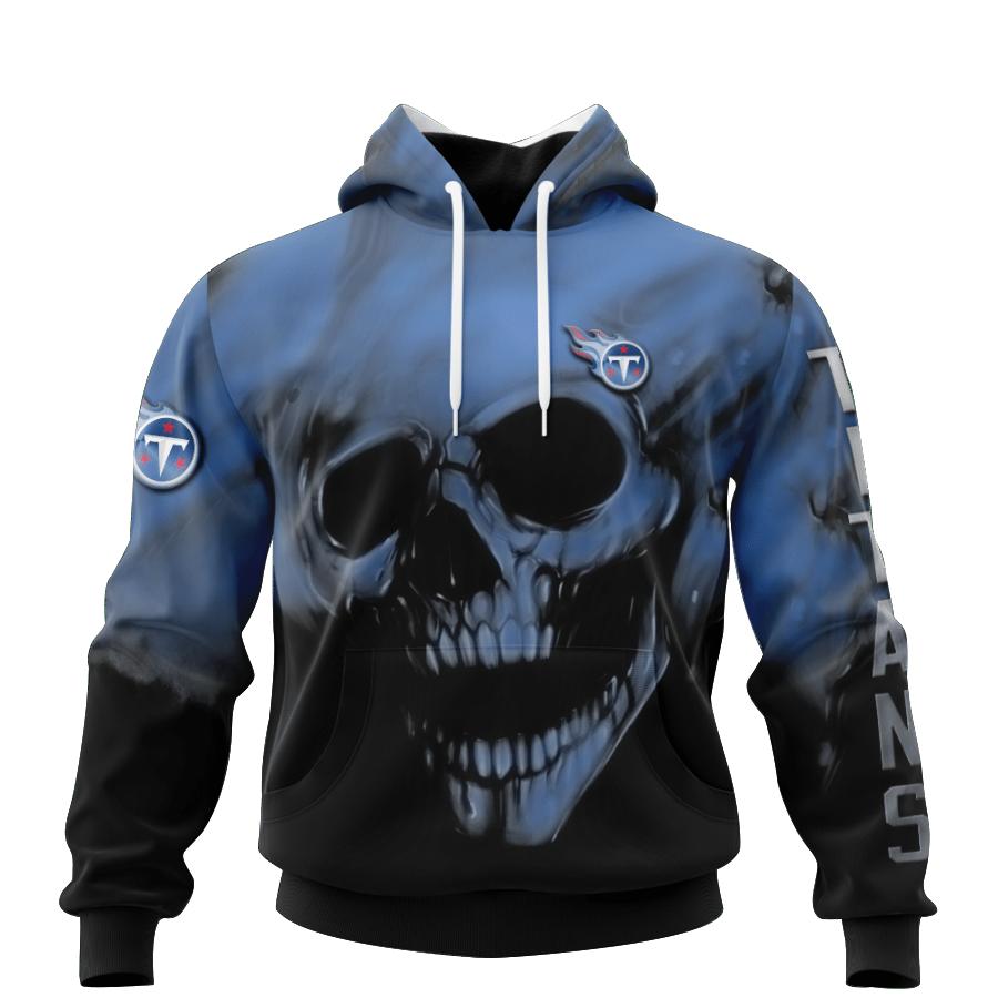 Tennessee Titans Custom Name & Number 3D Skull Hoodie For Diehard Fans