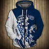 Tennessee Titans Hoodie 3D Cartoon Player Cute Zip Hoodie With 3D Hoodies With Zippers