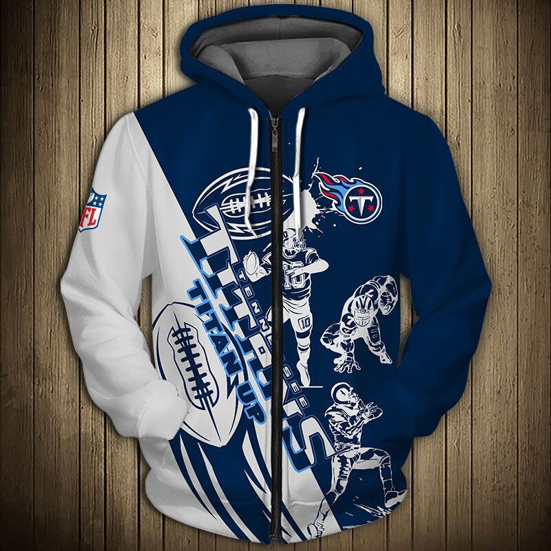 Tennessee Titans Hoodie 3D Cartoon Player Cute Zip Hoodie With 3D Hoodies With Zippers
