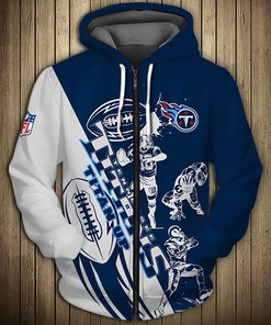 Tennessee Titans Hoodie 3D Cartoon Player Cute Zip Hoodie With 3D Hoodies With Zippers