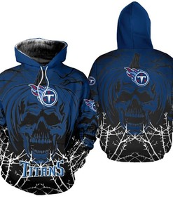 Tennessee Titans Hoodie Halloween Pumpkin Skull Print Zip Hoodie With 3D Hoodies For Men Graphic