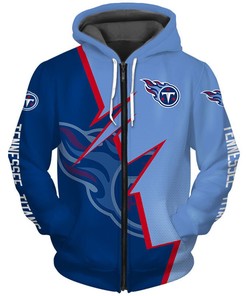 Tennessee Titans Zigzag Graphic Zip Hoodie Pullover For Fans
