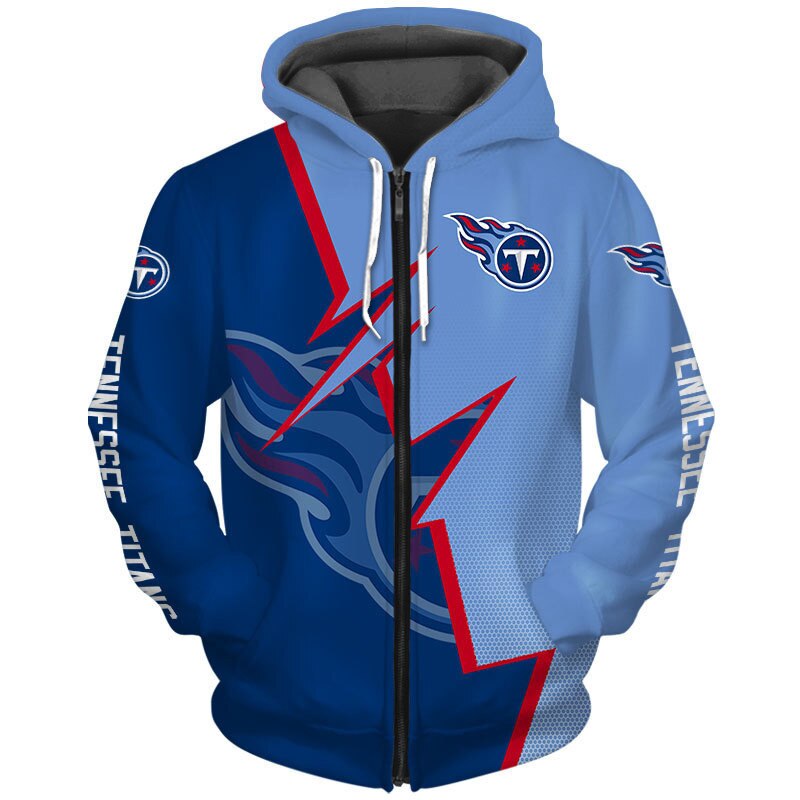 Tennessee Titans Zigzag Graphic Zip Hoodie Pullover For Fans