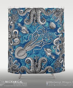 Tentacle Mermaid Ocean Shower Curtain for Squid and Kraken Lovers.