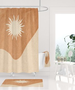 Terracotta Bohemian Southwestern Desert Sun Boho Shower Curtain For Apartment And Home Bathroom Decor.