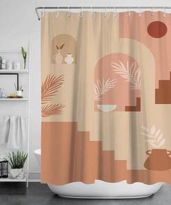 Terracotta Vase Boho Shower Curtain - Earthy Bathroom Accessory