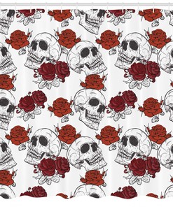 Terrifying Halloween Shower Curtain With Scary Pumpkin Print For Bathroom