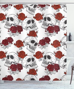 Terrifying Halloween Shower Curtain With Scary Pumpkin Print For Bathroom