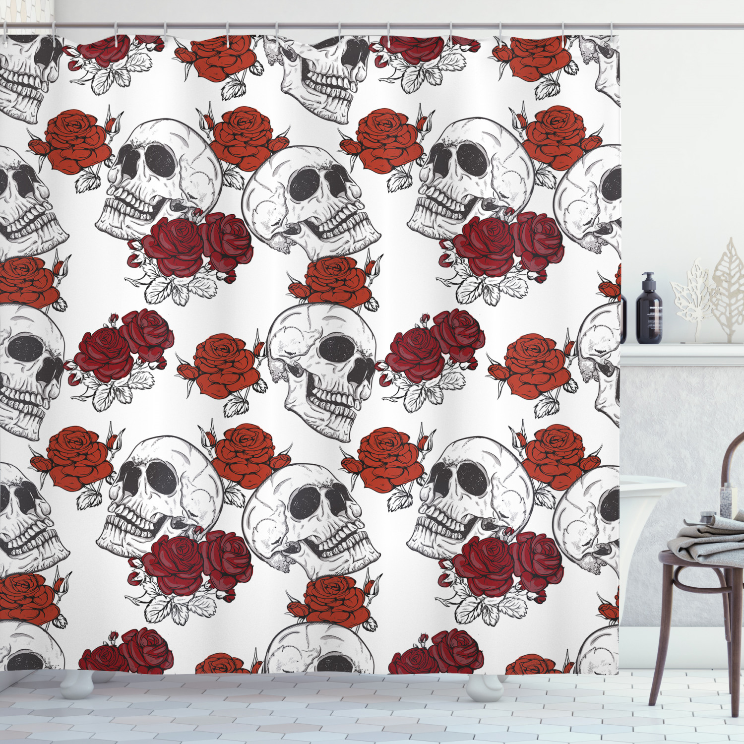Terrifying Halloween Shower Curtain With Scary Pumpkin Print For Bathroom