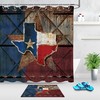 Texas Flag Star Wood Barn Door Print Shower Curtain For Rustic Bathroom Decor