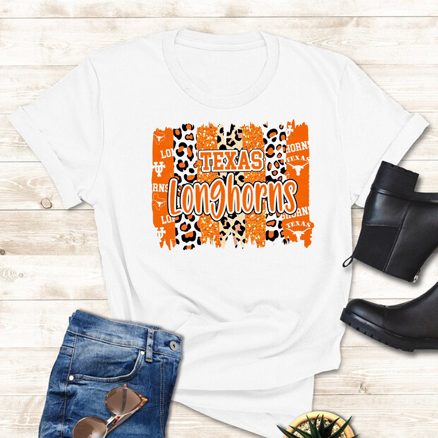 Texas Longhorns Brushstrokes Design Ncaa Shirt
